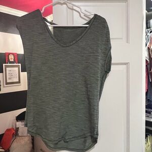 lululemon athletica Heathered Green V-Neck Tee